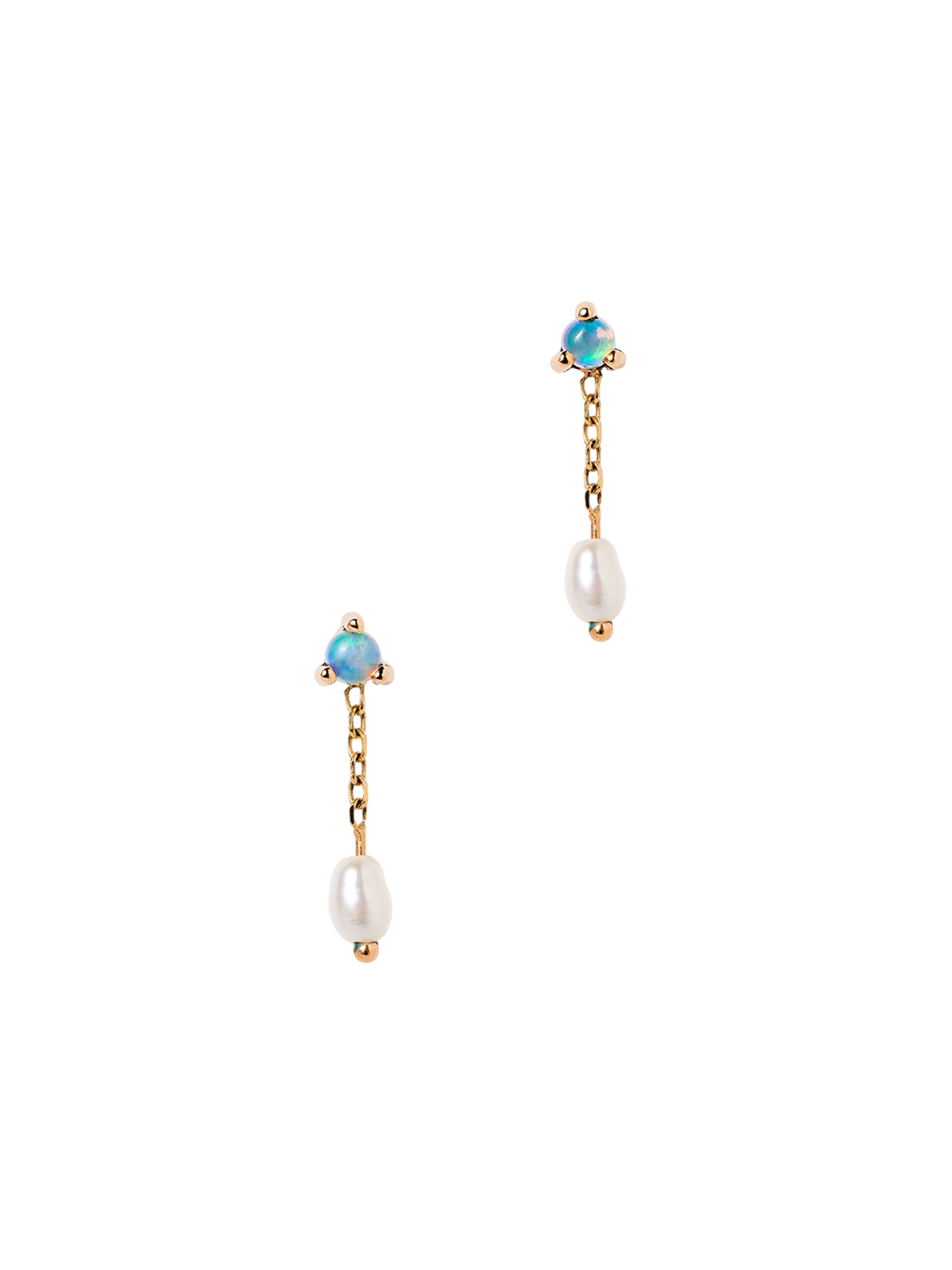 Large opal & pearl shower earring